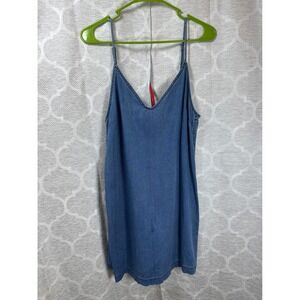 Wilfred Free Women's Blue Sleeveless V Neck Denim Mini Dress Casual
